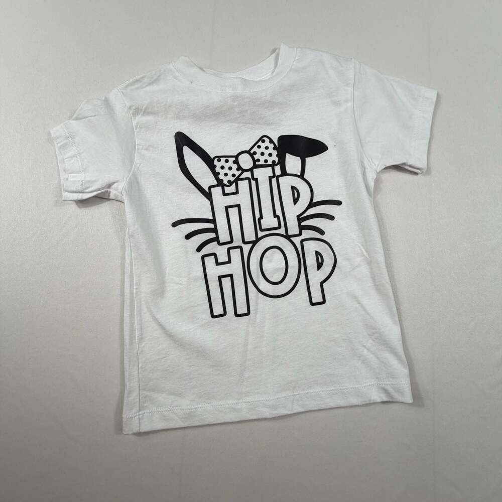 Bella+Canvas Kids Airlume Jersey "Hip Hop" Easter Bunny T-Shirt Size 3T